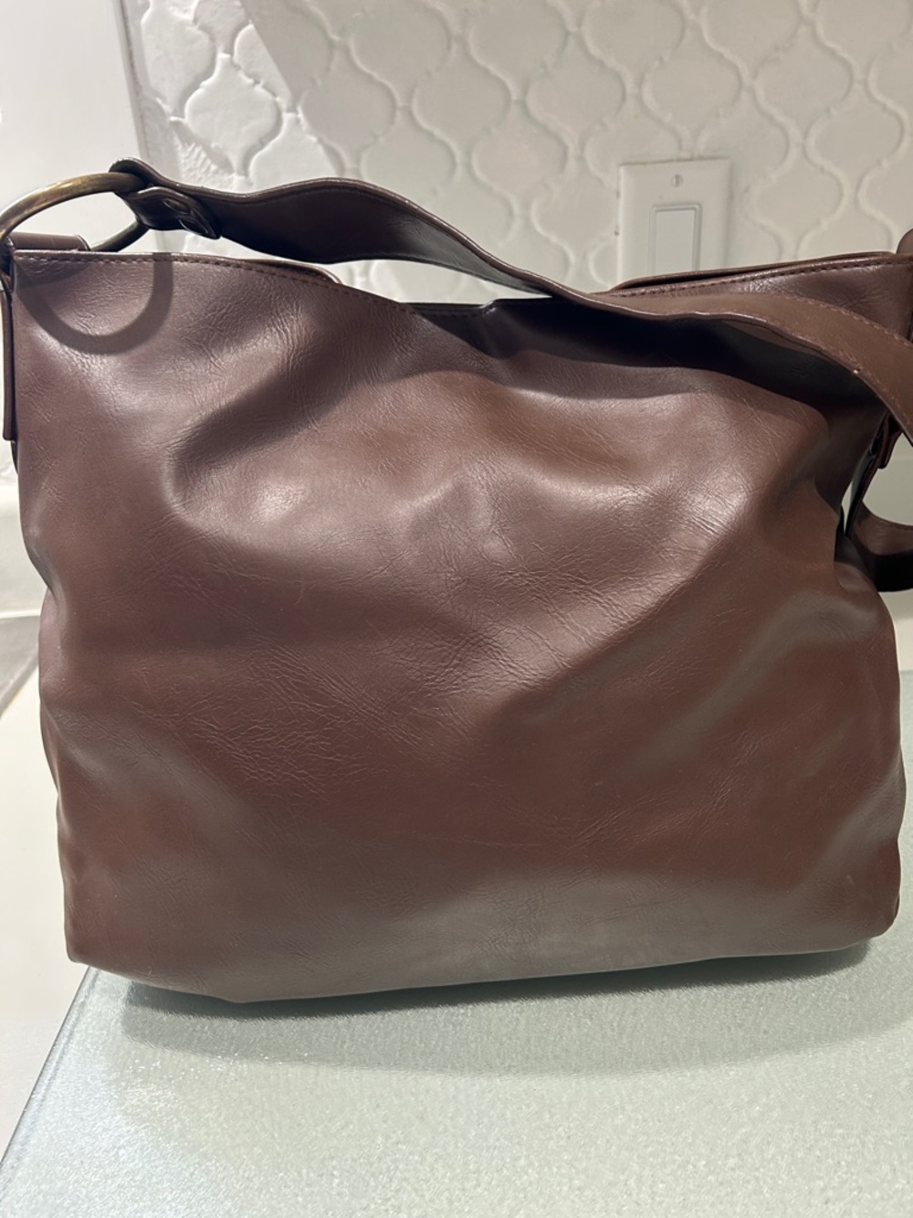 Frankie and Johnnie Studded Leather Shoulder Bag - Brown - Picture 3 of 11